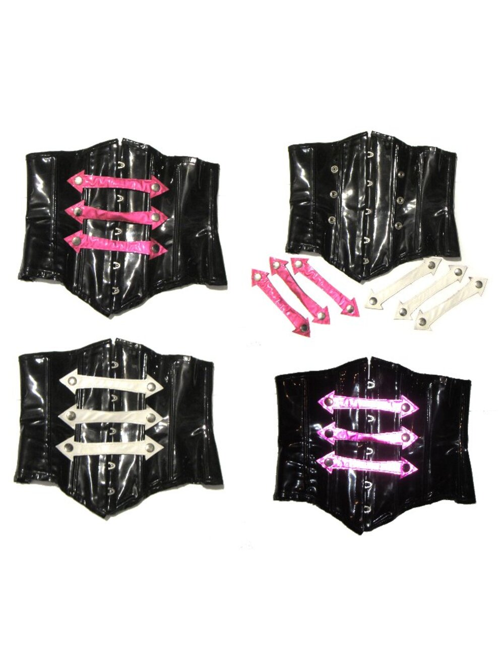 Vintage Cyberesque Militia PVC Steel Boned Waist Cincher 23" w/ Removable Straps